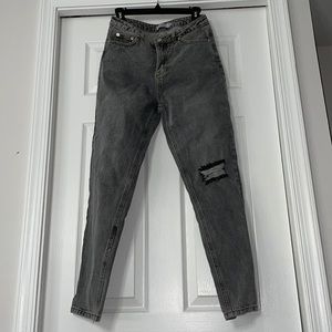 Adika, Medium, Black Acid Wash Straight Leg Jeans